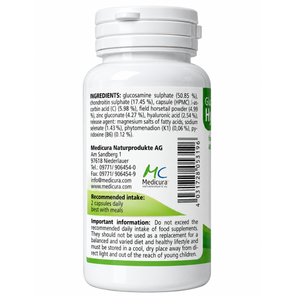 ГЛЮКОЗАМІН, ХОНДРОЇТИН, ГІАЛУРОН ПЛЮС 60 капсул (GLUCOSAMIN, CHONDROITIN, HYALURON PLUS)